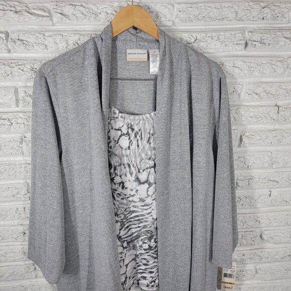 Alfred Dunner Womens Top 3X Plus 3/4 Sleeve Gray Floral Poly Blend Career FLO89E - Picture 3 of 10